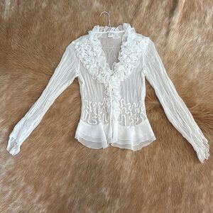 Solo White Ruffled Women's Top